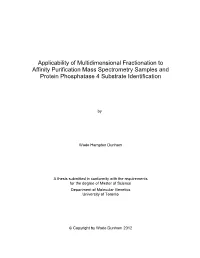 Applicability of Multidimensional Fractionation to Affinity Purification Mass Spectrometry Samples and Protein Phosphatase 4 Substrate Identification