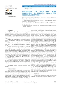 Evaluation of Maxillary Bone Dimensions in Specific Areas for Removable Dentures