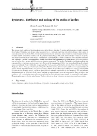 Systematics, Distribution and Ecology of the Snakes of Jordan