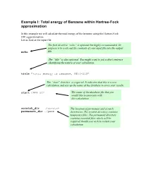 Total Energy of Benzene Within Hartree-Fock Approximation