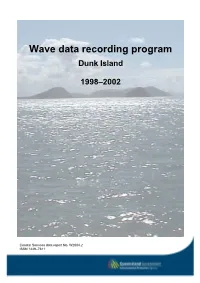 Wave Data Recording Program Dunk Island 1998-2002