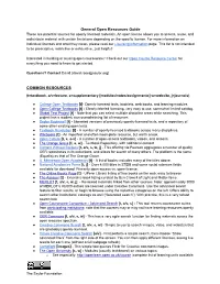 General Open Resources Guide COMMON RESOURCES