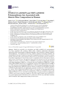 PPARGC1A Rs8192678 and NRF1 Rs6949152 Polymorphisms Are Associated with Muscle Fiber Composition in Women