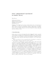 Some Computational Experiments in Number Theory