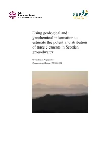 Using Geological and Geochemical Information to Estimate the Potential Distribution of Trace Elements in Scottish Groundwater