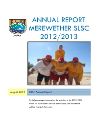 Annual Report Merewether Slsc 2012/2013