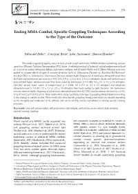 Ending MMA Combat, Specific Grappling Techniques According to the Type of the Outcome