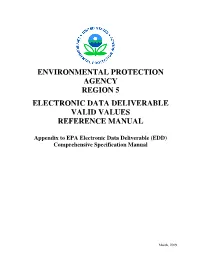 Environmental Protection Agency Region 5 Electronic Data Deliverable Valid Values Reference Manual