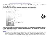 Special Coverage Adjustment Throttle Body Reduced Power Mode