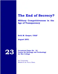 The End of Secrecy? Military Competitiveness in the Age of Transparency