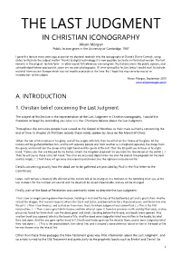 THE LAST JUDGMENT in CHRISTIAN ICONOGRAPHY Alison Morgan Public Lecture Given in the University of Cambridge, 1987