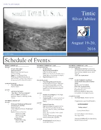 Tintic Schedule of Events