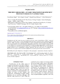 An Early Requisite for Efficient Photosynthesis in Cyanobacteria