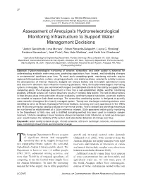 Assessment of Arequipa's Hydrometeorological Monitoring Infrastructure to Support Water Management Decisions