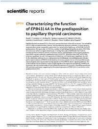 Characterizing the Function of EPB41L4A in the Predisposition to Papillary Thyroid Carcinoma Daniel F
