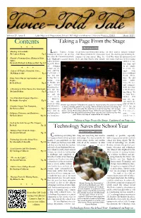 Contents Taking a Page from the Stage * * * by Sarah Finfrock ◊ Hunting at Goodwill