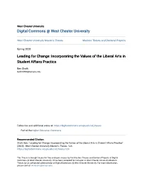 Incorporating the Values of the Liberal Arts in Student Affairs Practice