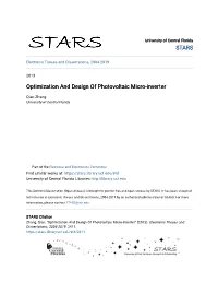 Optimization and Design of Photovoltaic Micro-Inverter