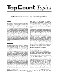 Topcount Tandem Processing Using Automated Spreadsheets