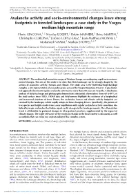 Avalanche Activity and Socio-Environmental Changes Leave Strong Footprints in Forested Landscapes: a Case Study in the Vosges Medium-High Mountain Range