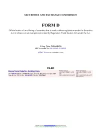 Bossa Nova Robotics Holding Corp. Form D Filed 2016-08-26