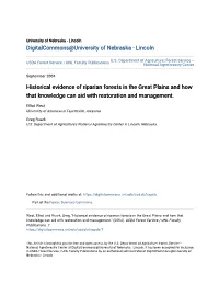 Historical Evidence of Riparian Forests in the Great Plains and How That Knowledge Can Aid with Restoration and Management