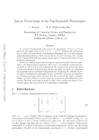 Linear Projections of the Vandermonde Polynomial