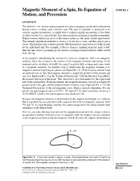 Magnetic Moment of a Spin, Its Equation of Motion, and Precession B1.1.6