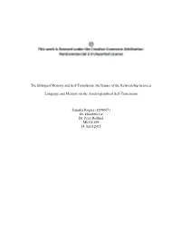 The Bilingual Memory and Self-Translation: the Impact of the Relationship Between Language and Memory on the Autobiographical Se