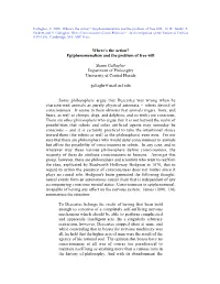 Where's the Action? Epiphenomenalism and the Problem of Free Will Shaun Gallagher Department of Philosophy University of Central