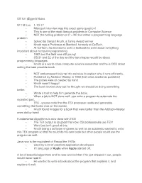 CS 131 (Eggert) Notes W 1 M Lec 1-10-17 Microsoft Interview Was This