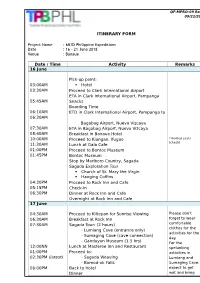 ITINERARY FORM Project Name : 6N7D Philippine Expeditions Date