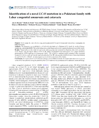 Identification of a Novel LCA5 Mutation in a Pakistani Family with Leber Congenital Amaurosis and Cataracts