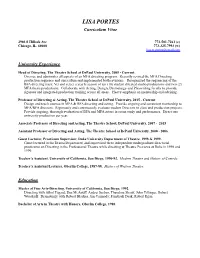 LISA PORTES Curriculum Vitae