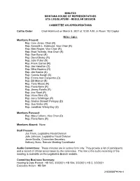 MINUTES MONTANA HOUSE of REPRESENTATIVES 67Th LEGISLATURE - REGULAR SESSION