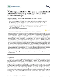 Post Energy Audit of Two Mosques As a Case Study of Intermittent Occupancy Buildings: Toward More Sustainable Mosques