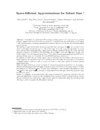 Space-Efficient Approximations for Subset Sum ⋆