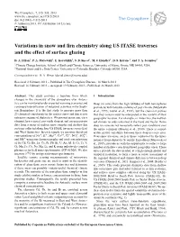 Variations in Snow and Firn Chemistry Along US ITASE Traverses and the Effect of Surface Glazing
