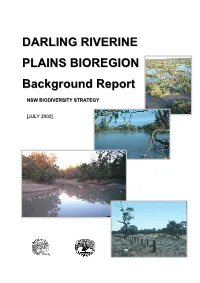 Darling Riverine Plains Bioregion Background Report 1 INTRODUCTION
