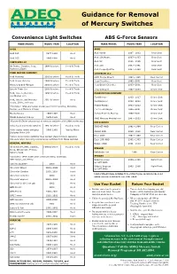 Guidance for Removal of Mercury Switches