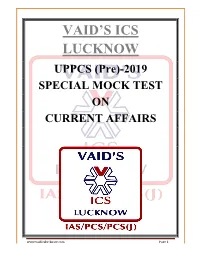 Pre)-2019 SPECIAL MOCK TEST on CURRENT AFFAIRS