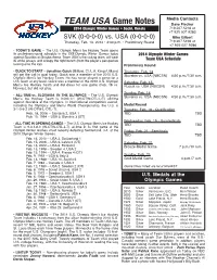 Team USA Game Notes Vs