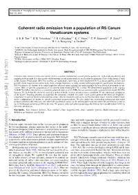 Coherent Radio Emission from a Population of RS Canum Venaticorum Systems S