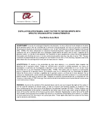 Distillation Strategies: a Key Factor to Obtain Spirits with Specific Organoleptic Characteristics