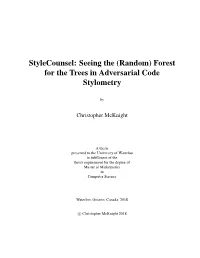 Forest for the Trees for Adversarial Code Stylometry