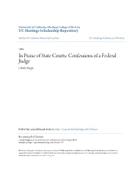 In Praise of State Courts: Confessions of a Federal Judge J