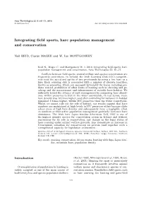 Integrating Field Sports, Hare Population Management and Conservation