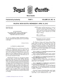 NS Royal Gazette Part I