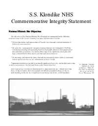 S.S. Klondike Commemorative Integrity Statement