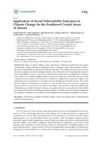 Application of Social Vulnerability Indicators to Climate Change for the Southwest Coastal Areas of Taiwan